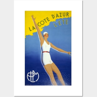 Vintage Poster Restored France La Cote d'Azur l'ete Posters and Art